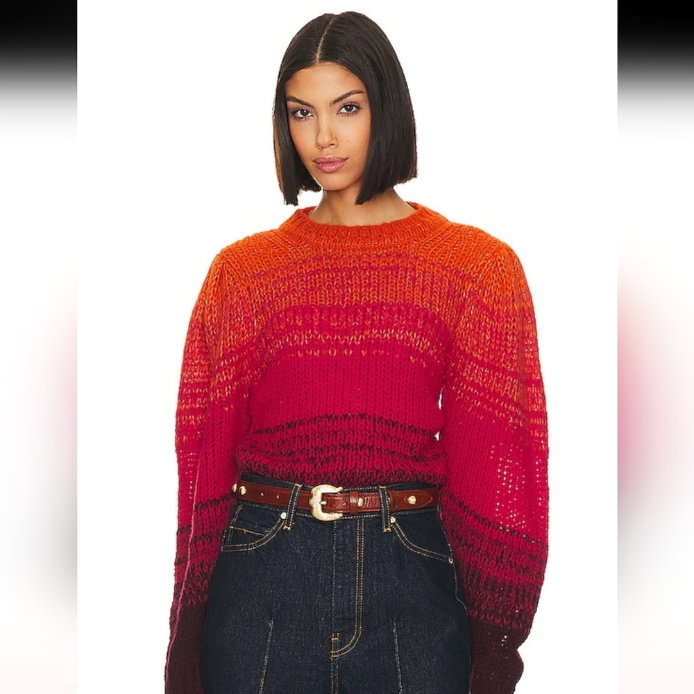Ulla Johnson Rosalia Pullover Gradient Red Sweate… - image 4
